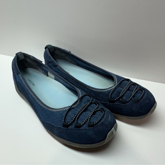 Lands End Dark‎ Blue Bungee Ballet Slip On Shoes Women’s 8.5 - Picture 1 of 8